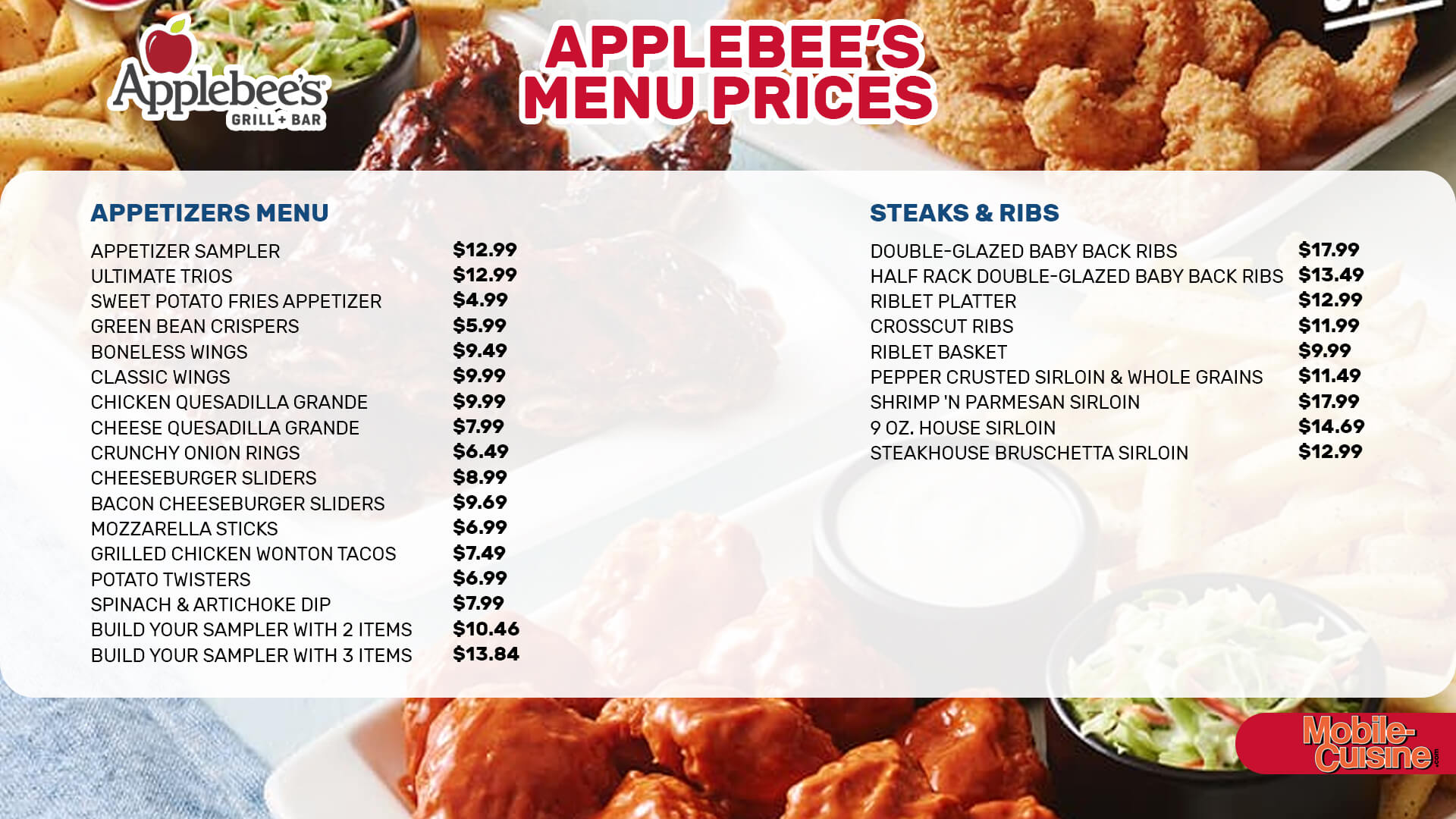 Applebee's Menus  - Menu Examples, AI Menu Generator