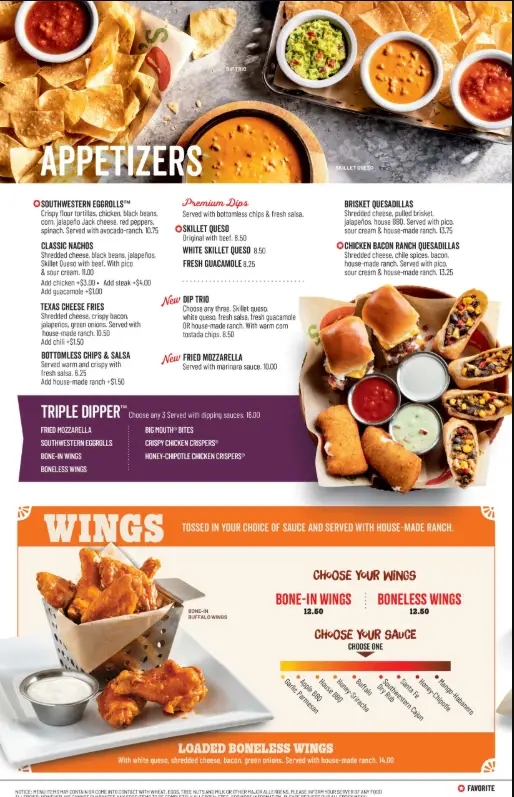 Burger King Appetizers & Wings Menu