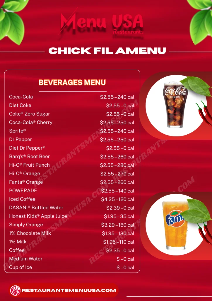 Chick-fil-A Beverages Menu