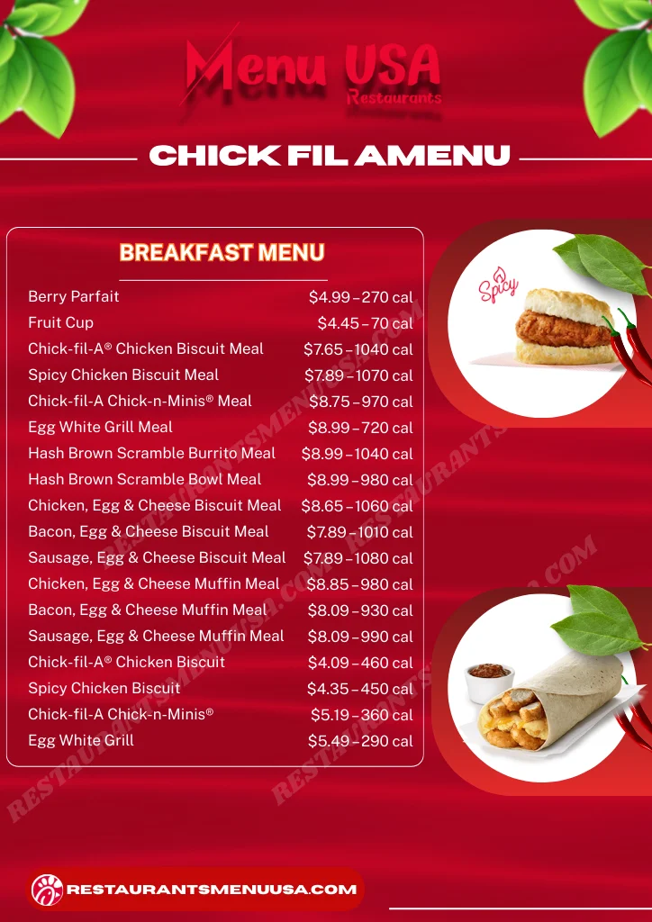 Chick-fil-A Breakfast Price Menu