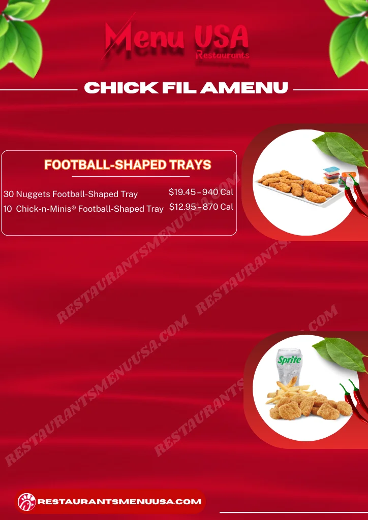 Chick-fil-A Football-Shaped Trays Menu