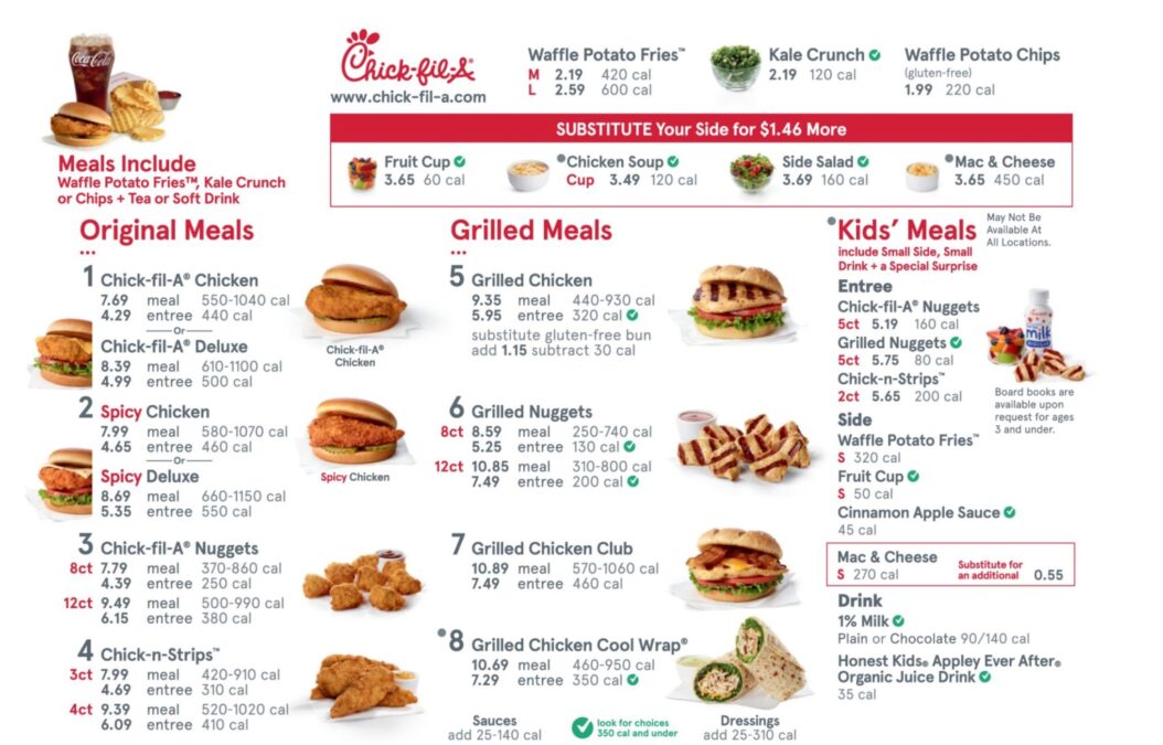 Chick-fil-A Meal Options Menu