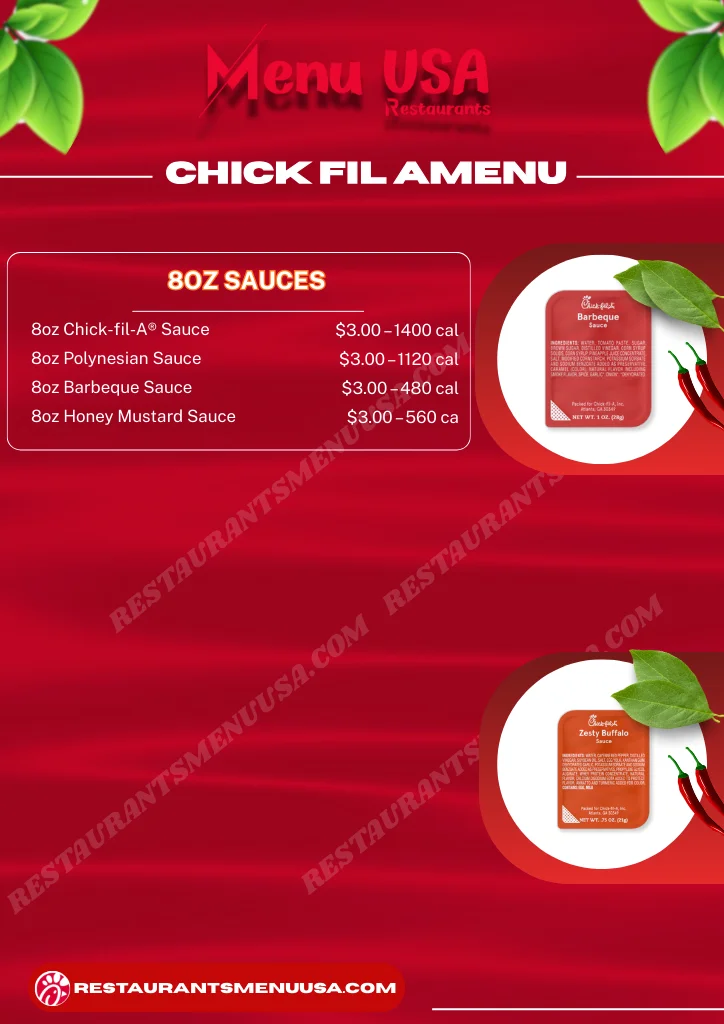 Chick-fil-A 80Z Sauces Menu