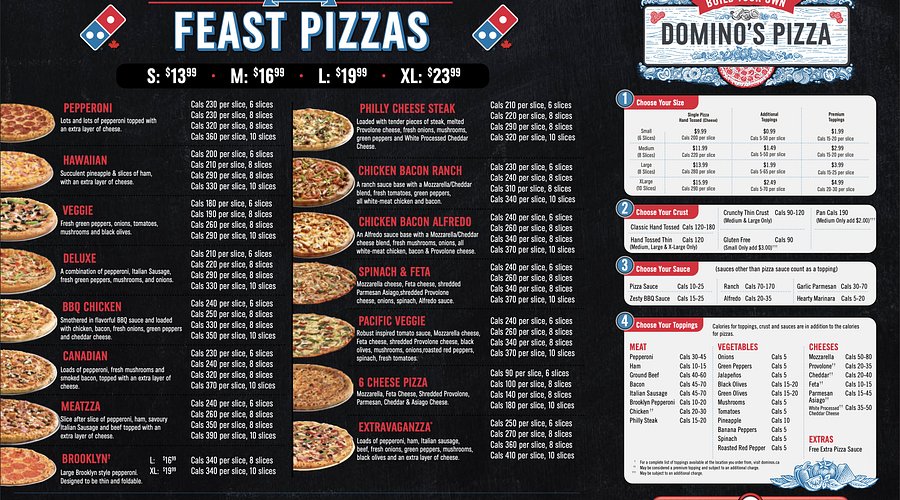 Domino’s Feast Pizzas Menu