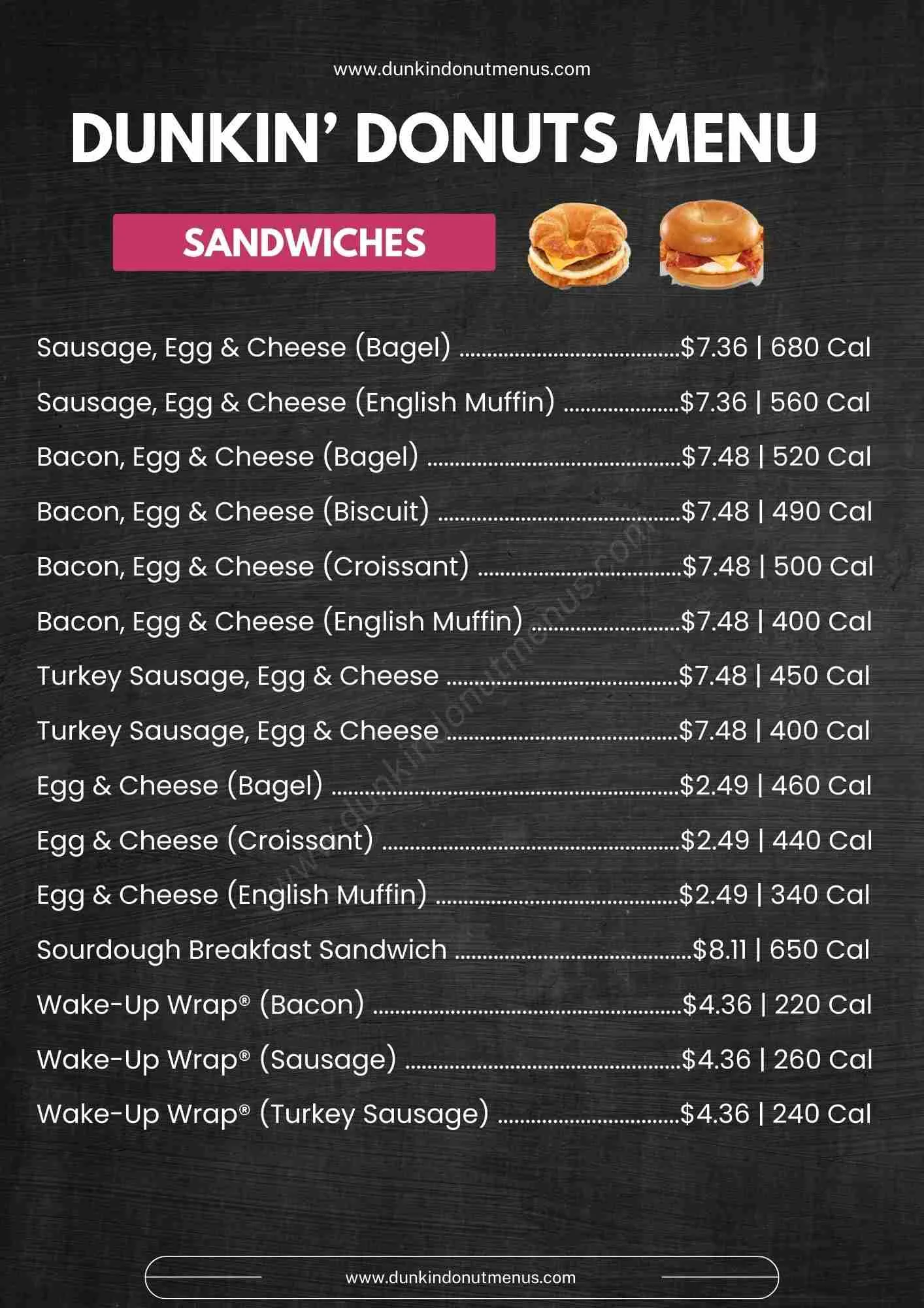 Dunkin' Menus  - Menu Examples, AI Menu Generator