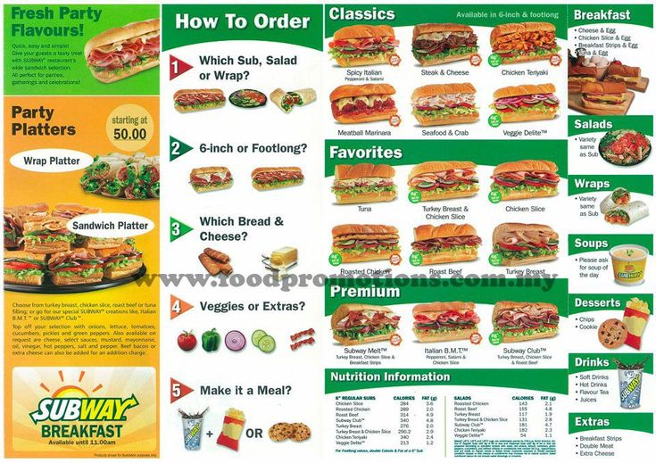 Subway Sandwich Menu