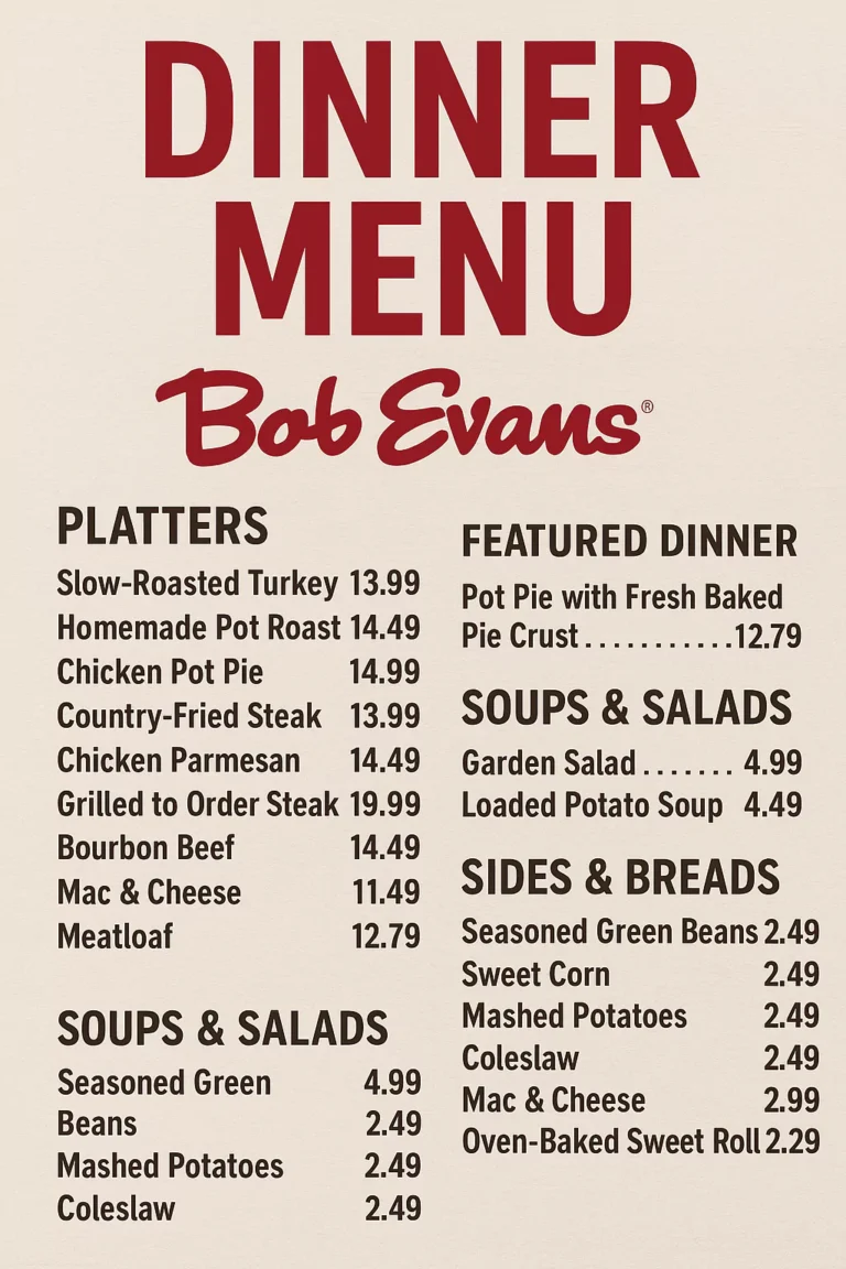 Bob Evans Menu  - Free AI Menu Generator, 50+ Real Menu Examples
