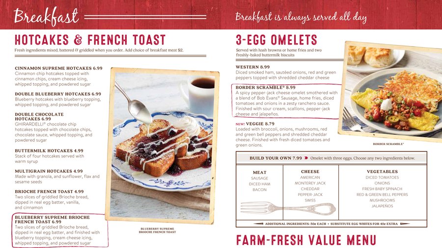 Bob Evans Menu  - Free AI Menu Generator, 50+ Real Menu Examples