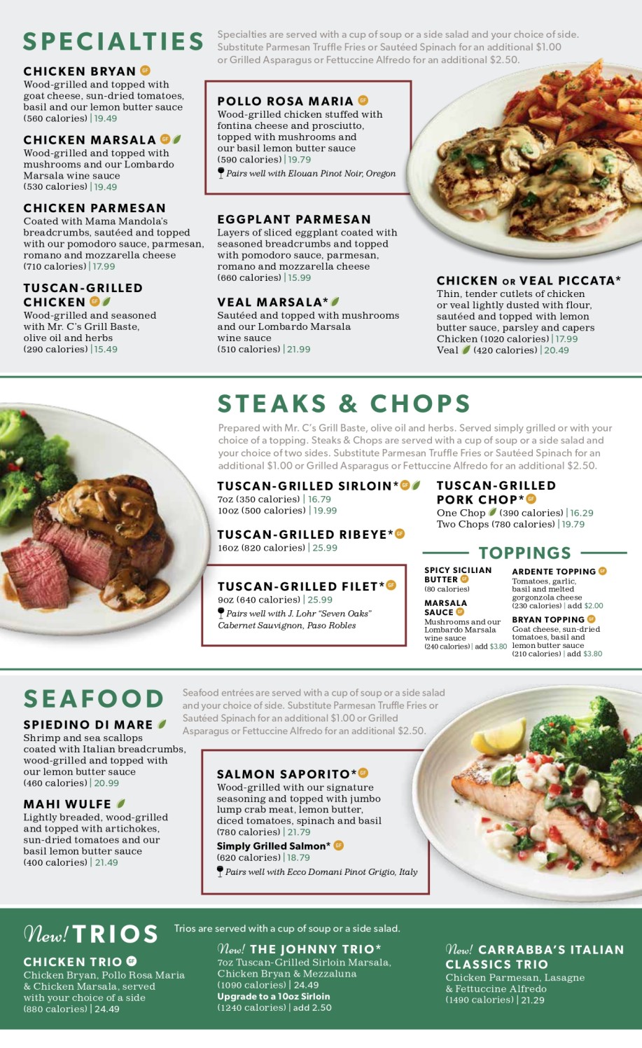 Carrabba's Italian Grill Menu  - Free AI Menu Generator, 50+ Real Menu Examples