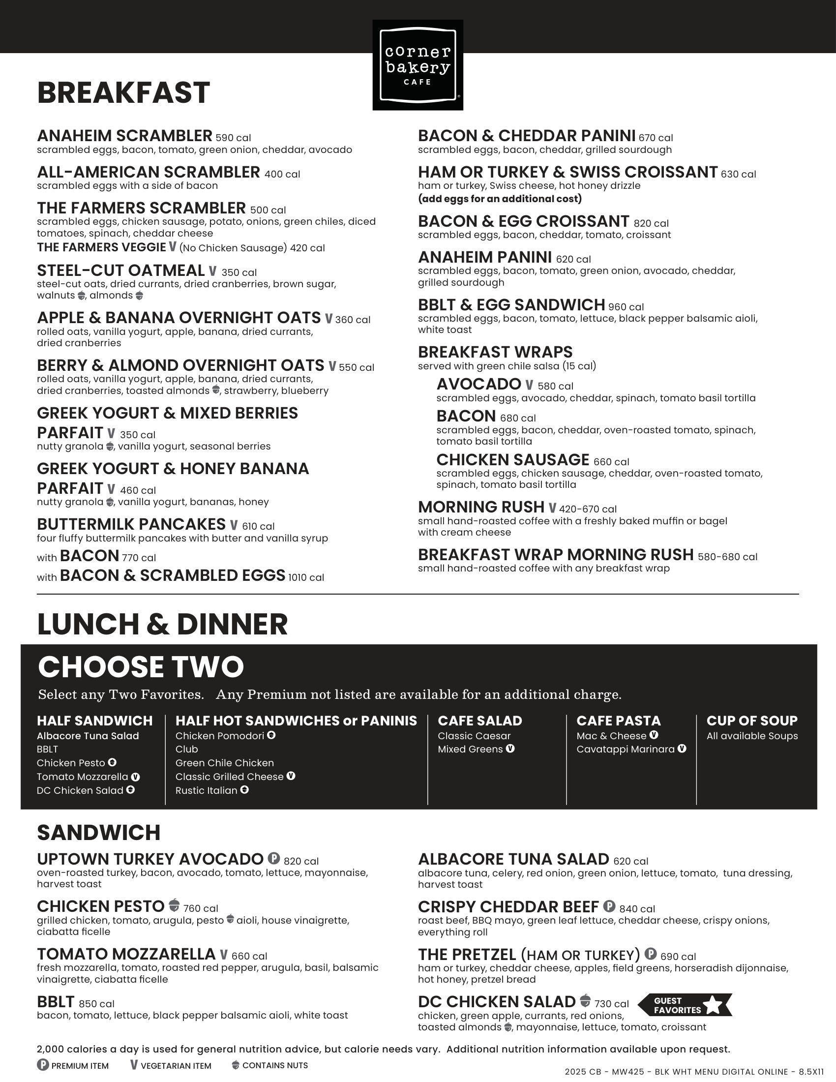 Corner Bakery Cafe Menu - Free AI Menu Generator, 50+ Real Menu Examples