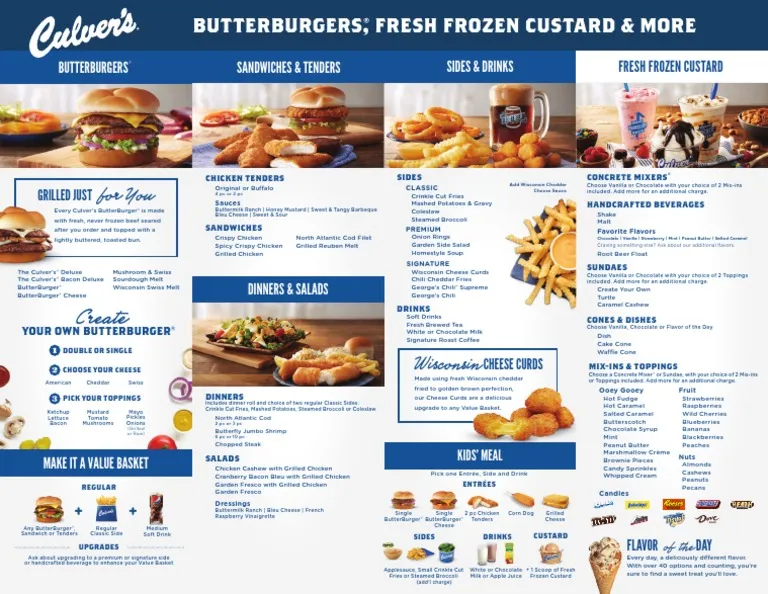 Culver's Menus  - Menu Examples, AI Menu Generator