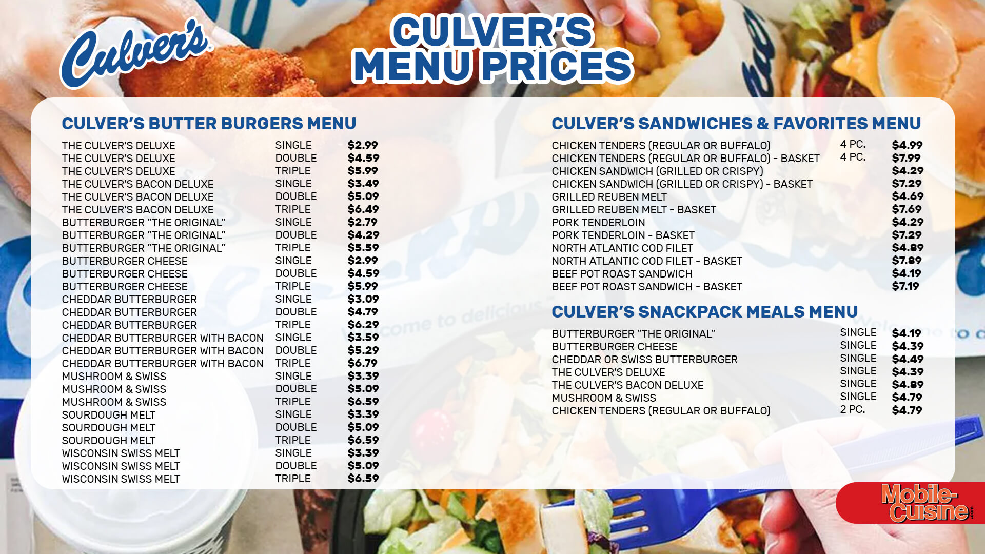 Culver's Menus  - Menu Examples, AI Menu Generator