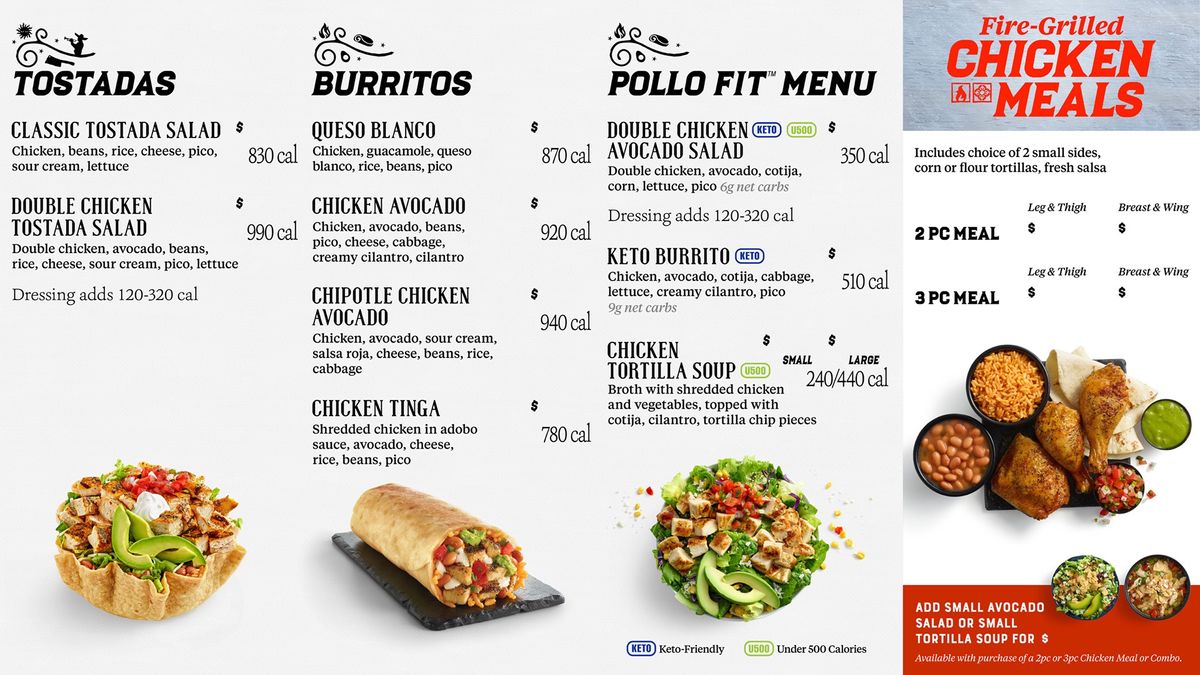 El Pollo Loco Menus  - Menu Examples, AI Menu Generator