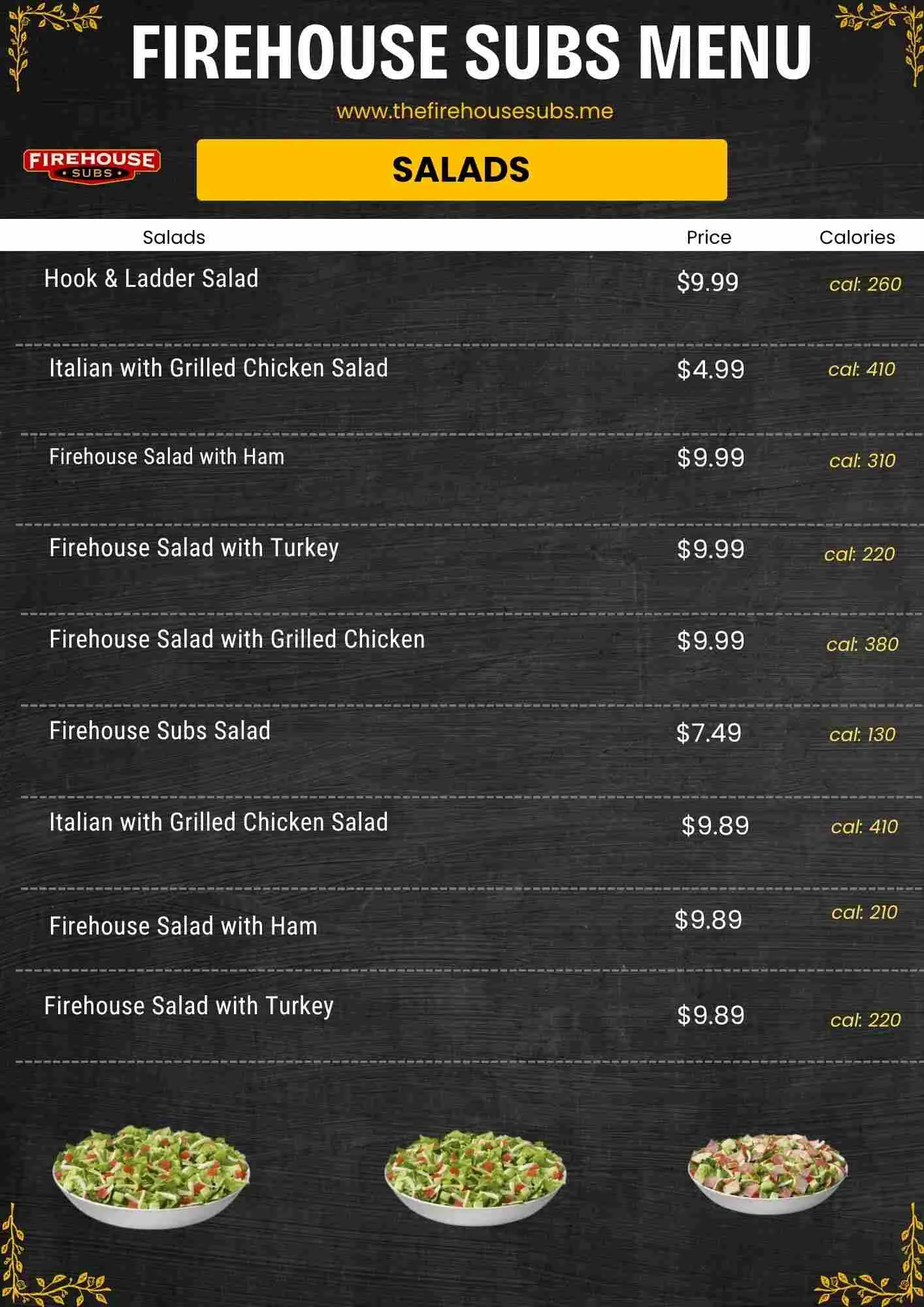 Firehouse Subs Salads Menu - Free AI Menu Generator, 50+ Real Menu Examples