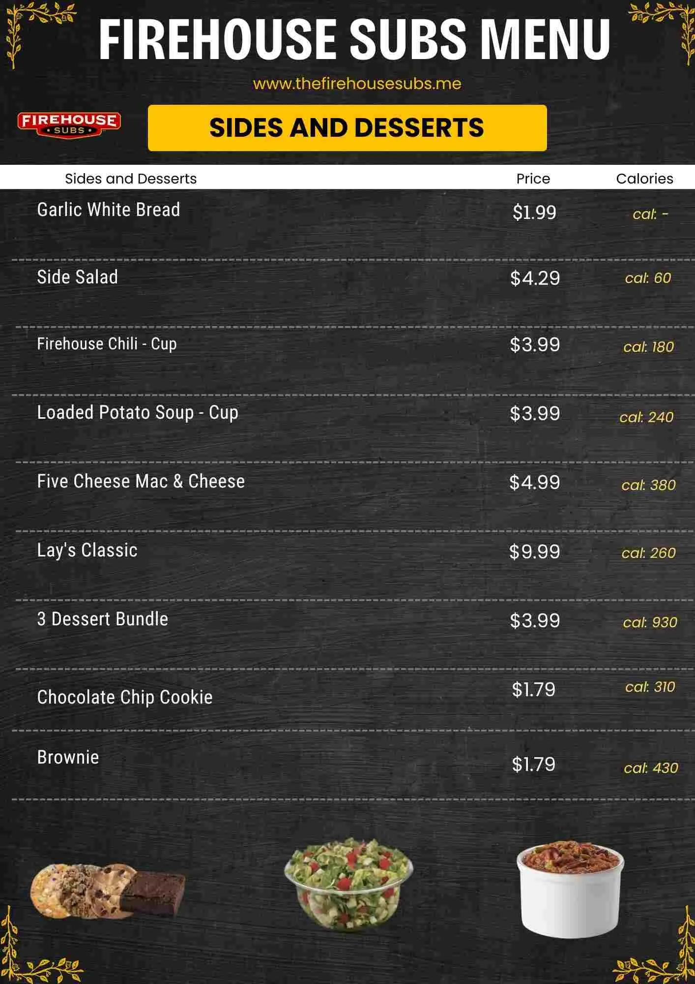 Firehouse Subs Sides & Desserts Menu - Free AI Menu Generator, 50+ Real Menu Examples
