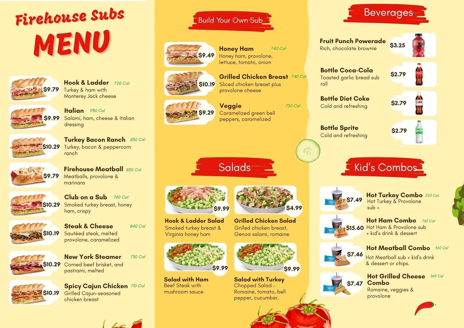 Firehouse Subs Full Menu - Free AI Menu Generator, 50+ Real Menu Examples