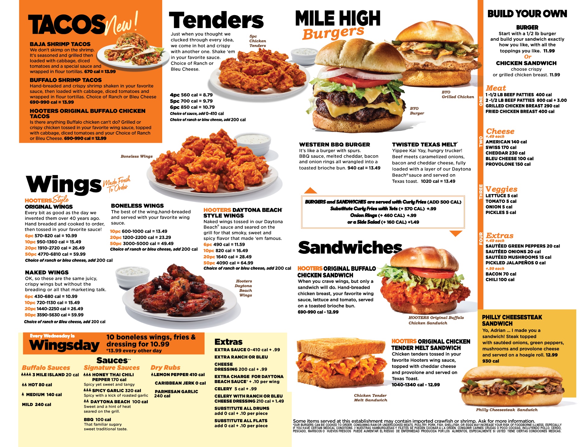 Hooters Menu  - Free AI Menu Generator, 50+ Real Menu Examples