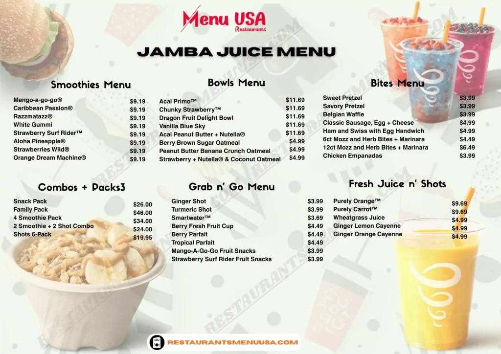 Jamba Juice Menu  - Free AI Menu Generator, 50+ Real Menu Examples