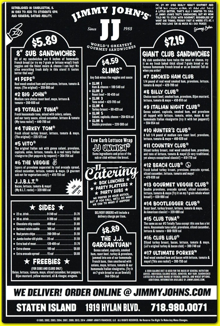 Jimmy John's Menus  - Menu Examples, AI Menu Generator