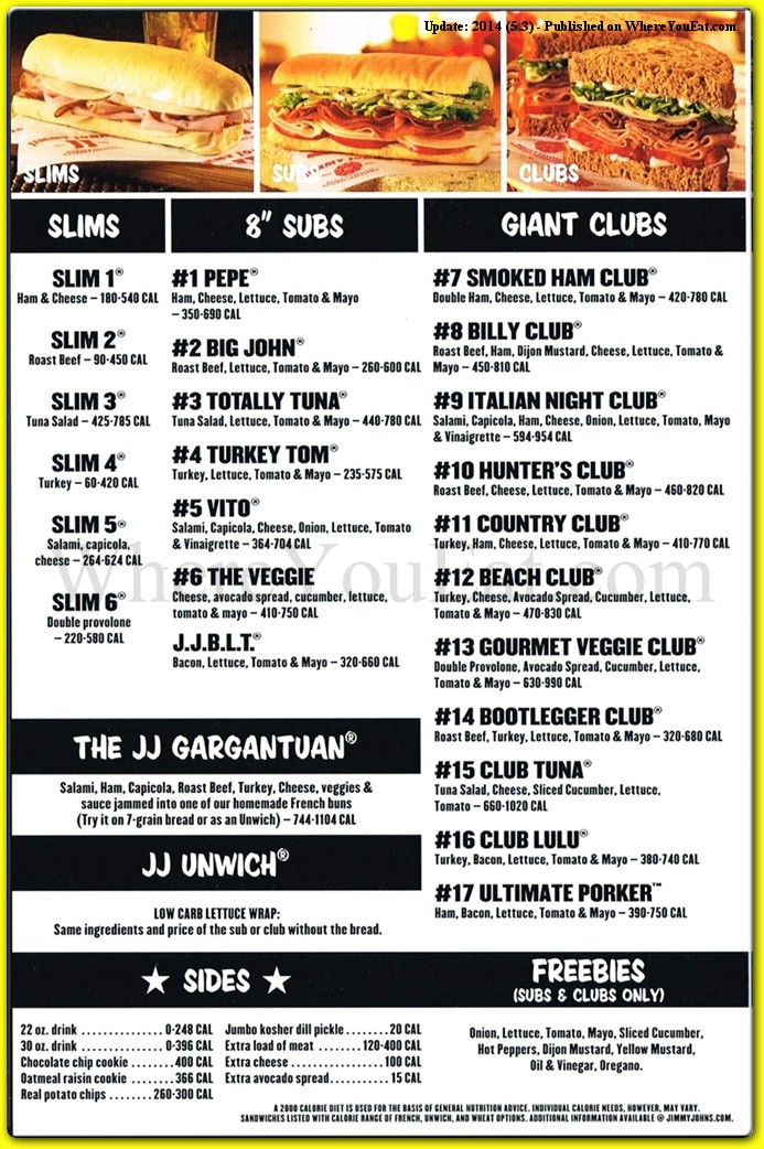 Jimmy John's Menus  - Menu Examples, AI Menu Generator