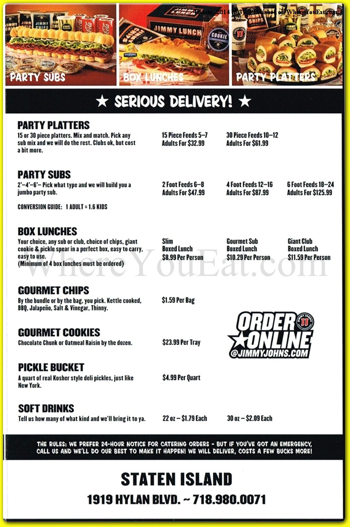 Jimmy John's Menus  - Menu Examples, AI Menu Generator