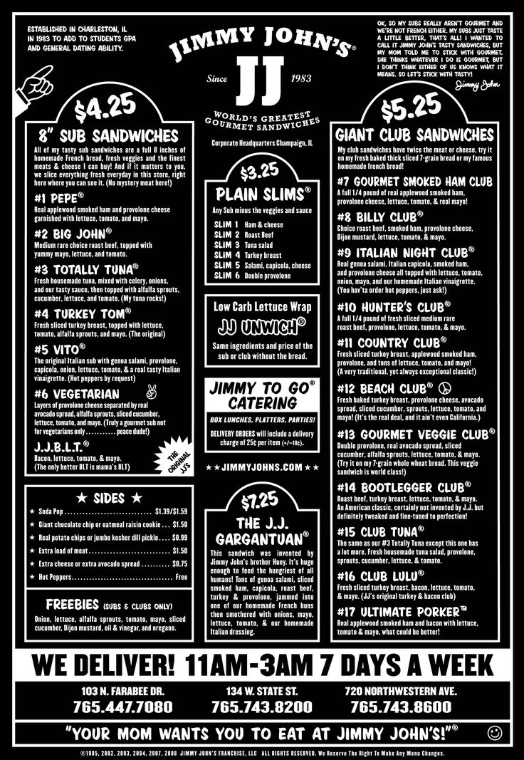 Jimmy John's Menus  - Menu Examples, AI Menu Generator