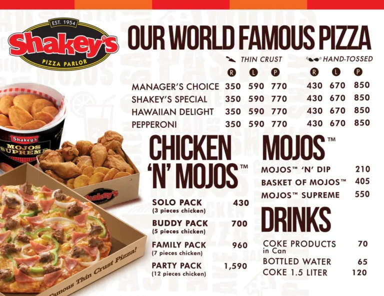 Shakey's Pizza Menu - Free AI Menu Generator, 50+ Real Menu Examples