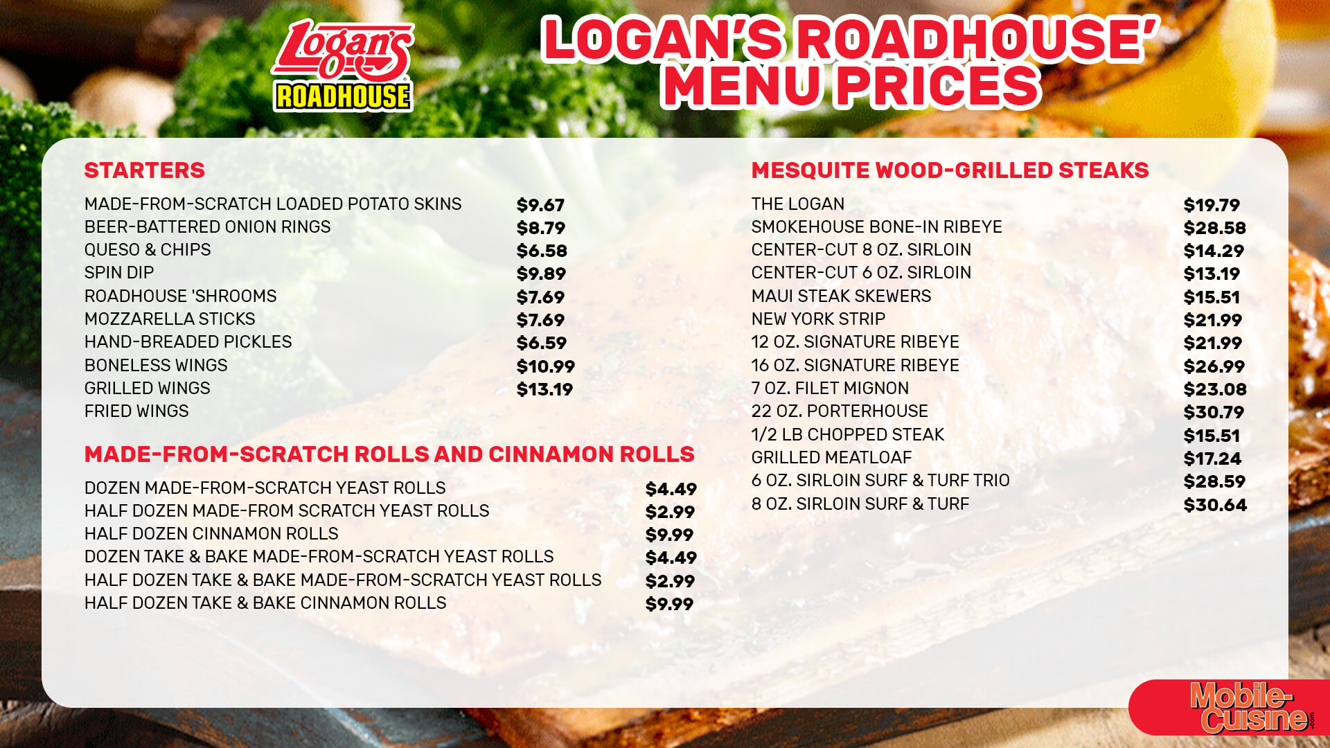 Logan's Roadhouse Menu  - Free AI Menu Generator, 50+ Real Menu Examples
