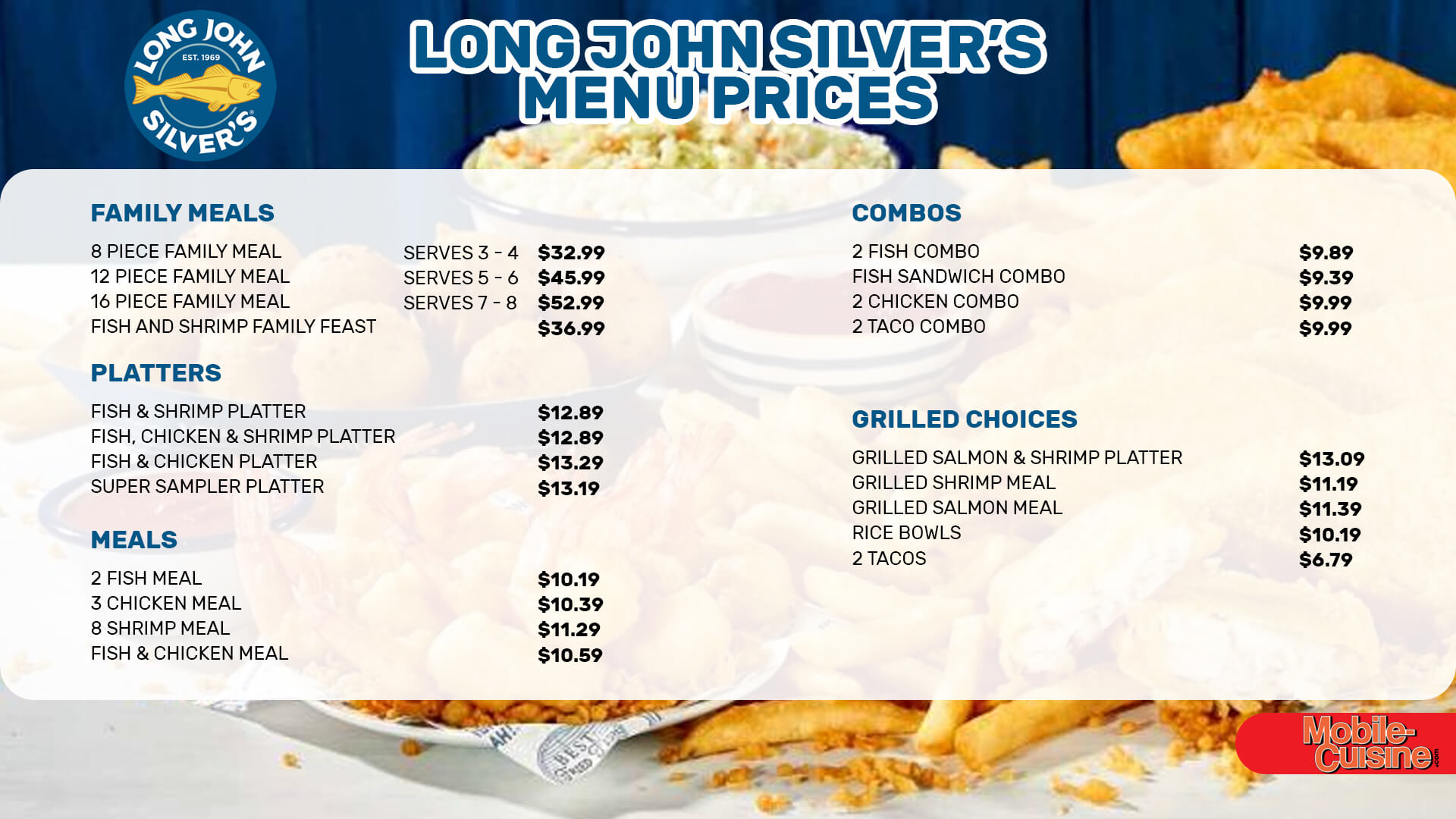 Long John Silver's Menus  - Menu Examples, AI Menu Generator