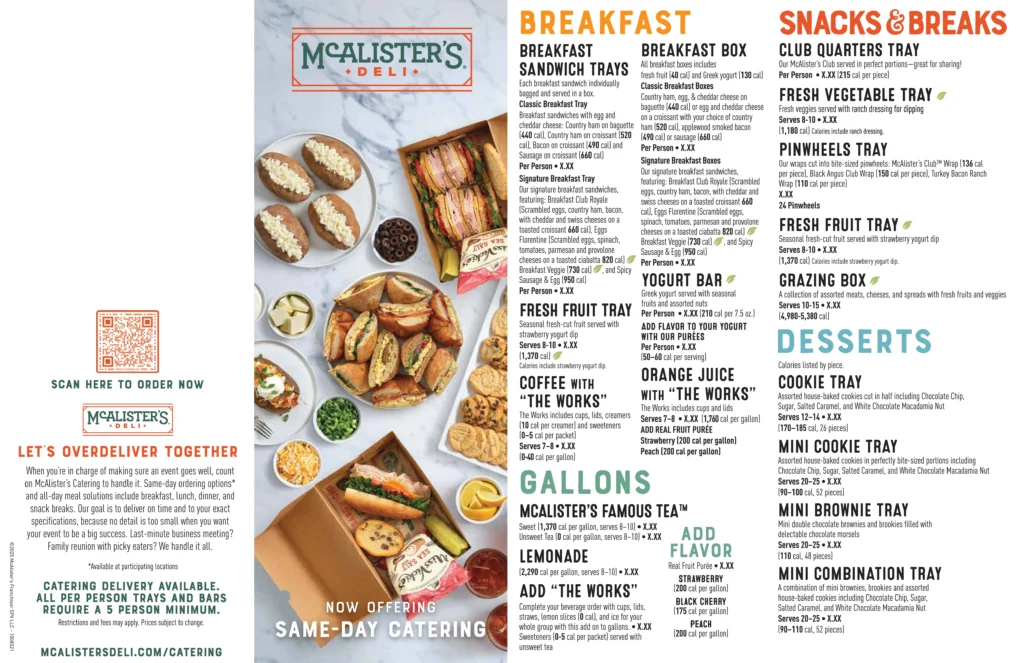 McAlister’s Deli Catering Menu - Free AI Menu Generator, 50+ Real Menu Examples