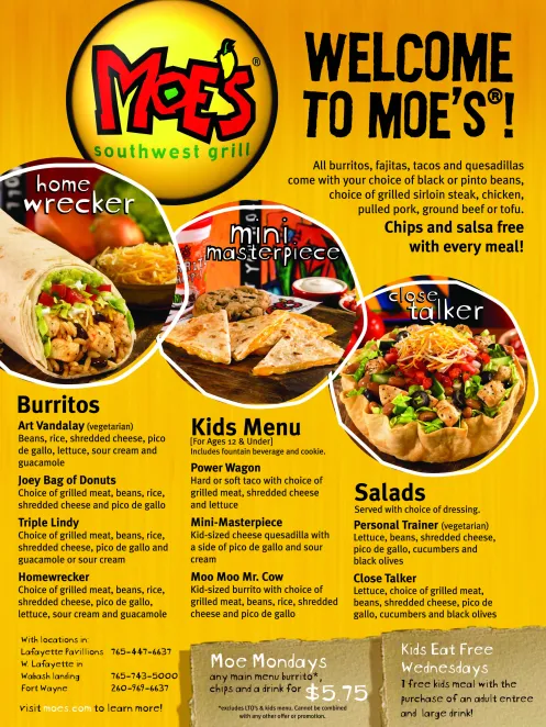 Moe’s Southwest Grill Burritos, Kids Menu - Free AI Menu Generator, 50+ Real Menu Examples