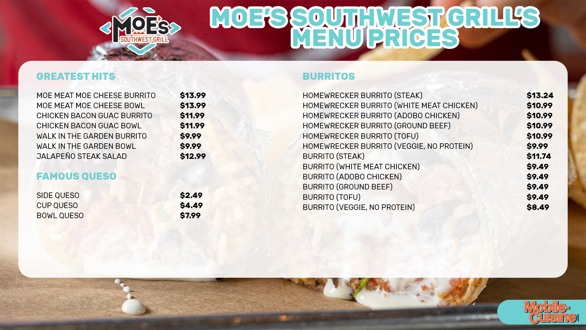 Qdoba Mexican Eats Menu with Prices - Free AI Menu Generator, 50+ Real Menu Examples