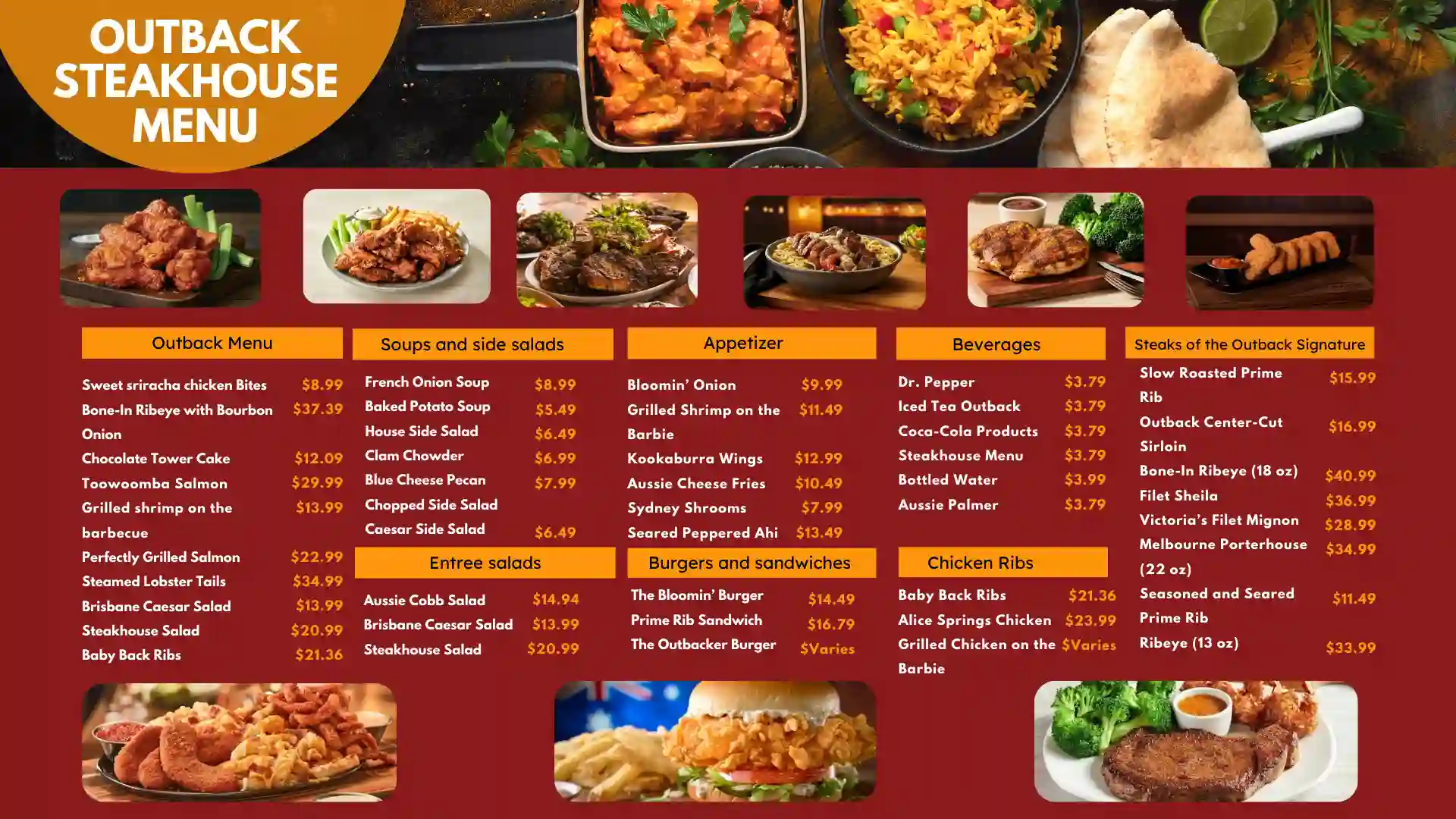 Outback Steakhouse Menu  - Free AI Menu Generator, 50+ Real Menu Examples