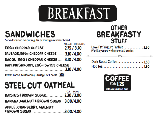 Potbelly Sandwich Shop Breakfast Menu - Free AI Menu Generator, 50+ Real Menu Examples