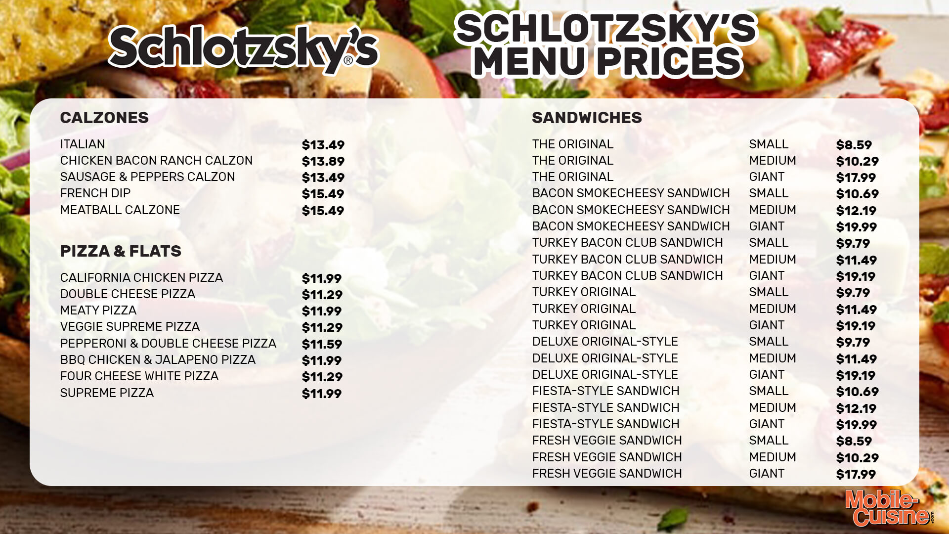 Schlotzsky's Menu - Free AI Menu Generator, 50+ Real Menu Examples