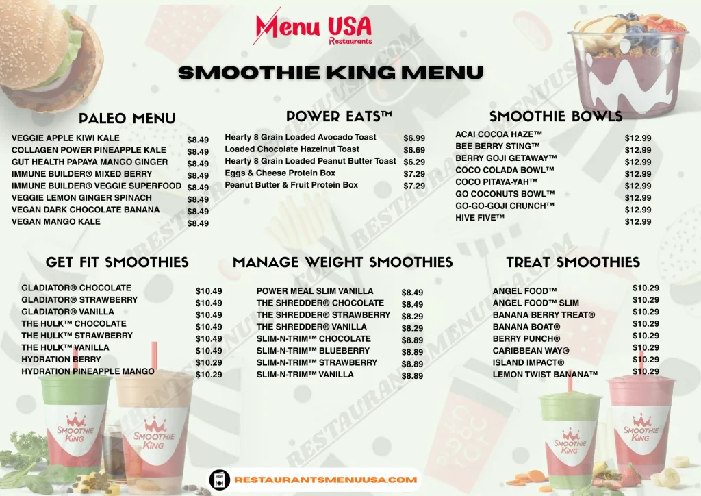 USA Smoothie King Menu - Free AI Menu Generator, 50+ Real Menu Examples