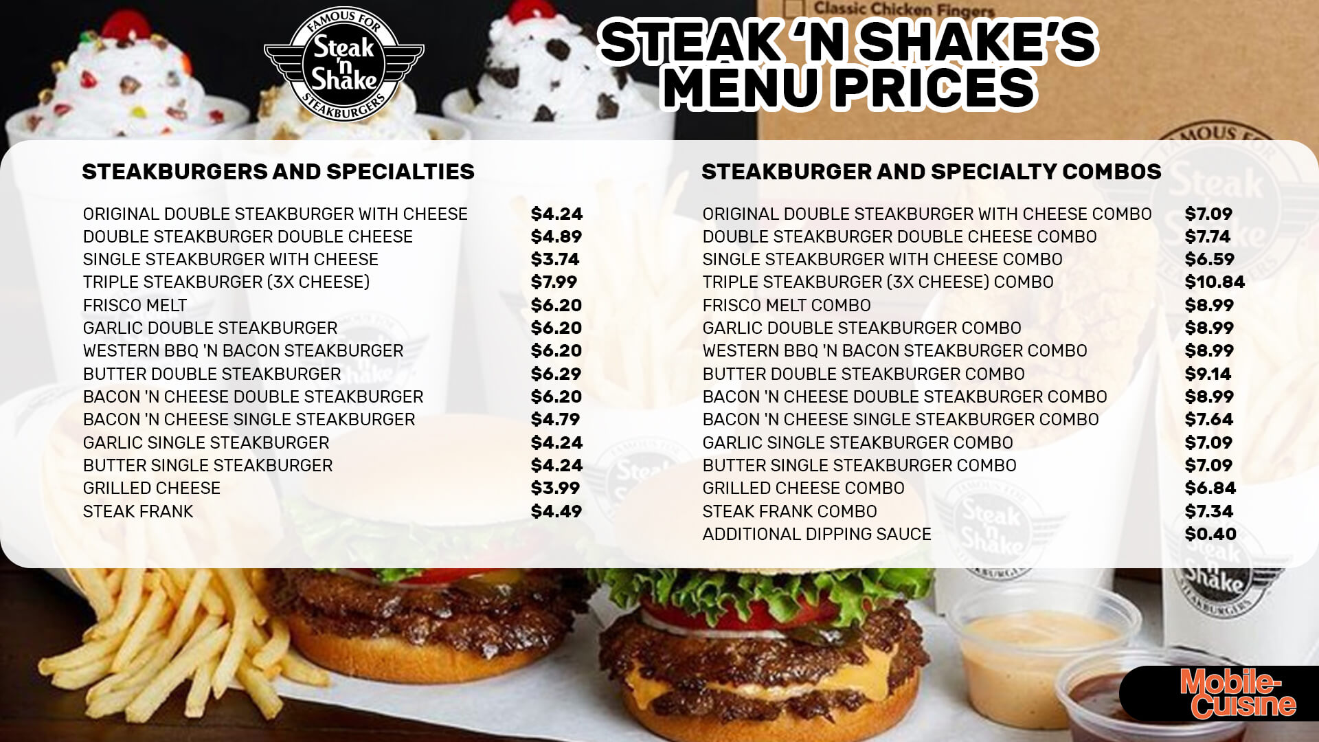 Steak ’n Shake Menu  - Free AI Menu Generator, 50+ Real Menu Examples