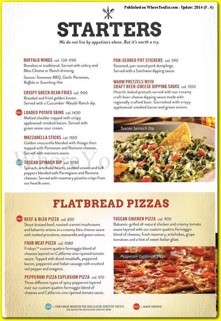 TGI Fridays Menu  - Free AI Menu Generator, 50+ Real Menu Examples
