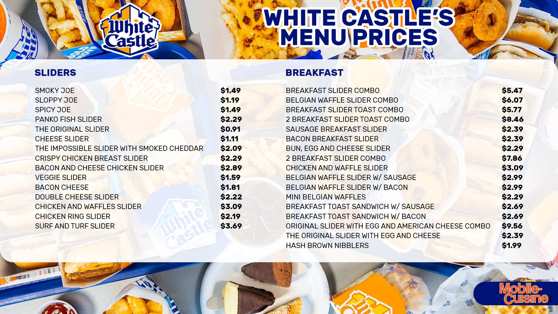 White Castle Menu  - Free AI Menu Generator, 50+ Real Menu Examples